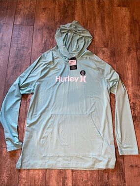 Hurley Aqua Green Hooded Pullover with Logo